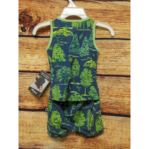 NEW RAGS Navy Blue Green Tree Tank Peek A Booty Romper Size 6-9 months - Picture 4 of 5